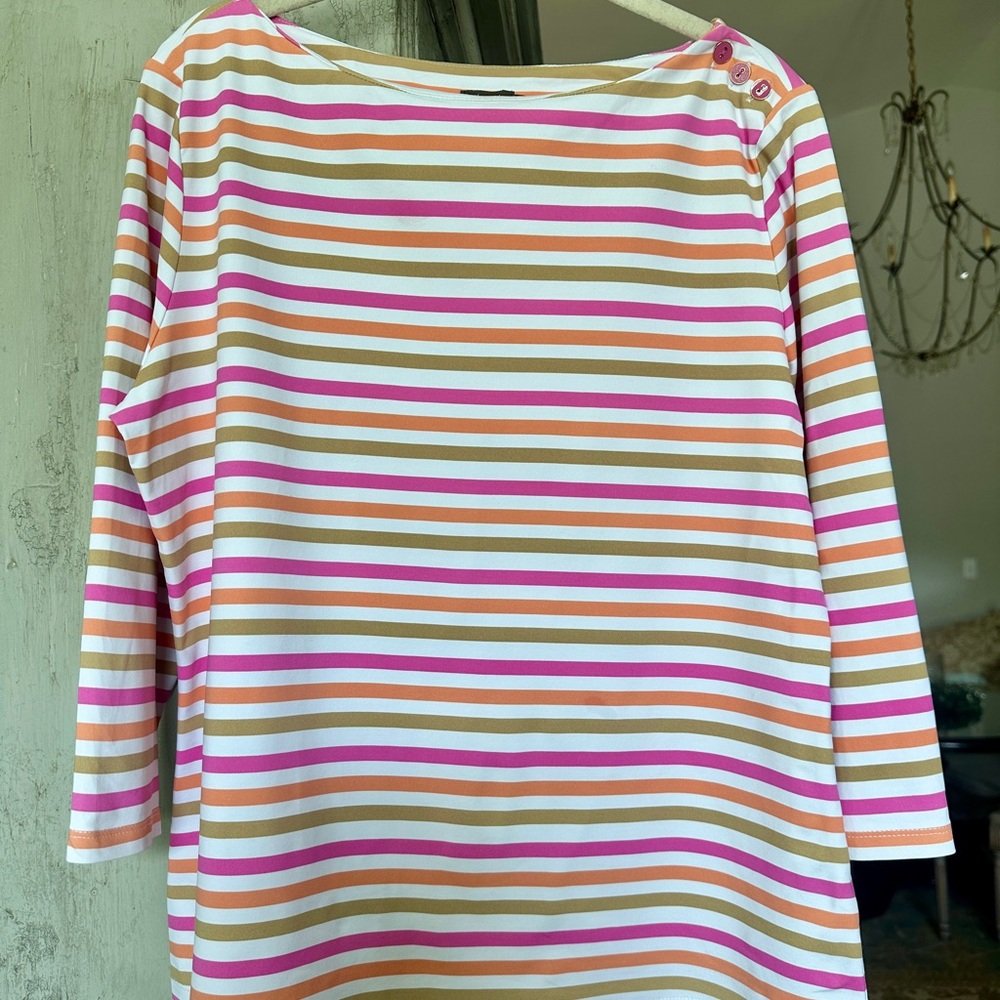 J McLaughlin Wavesong Catalina Cloth‎ Striped Top Multi Color XL